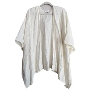 Go Lightly Kimono Cardigan Womens One Size Beige 100% Linen Open Front Made USA